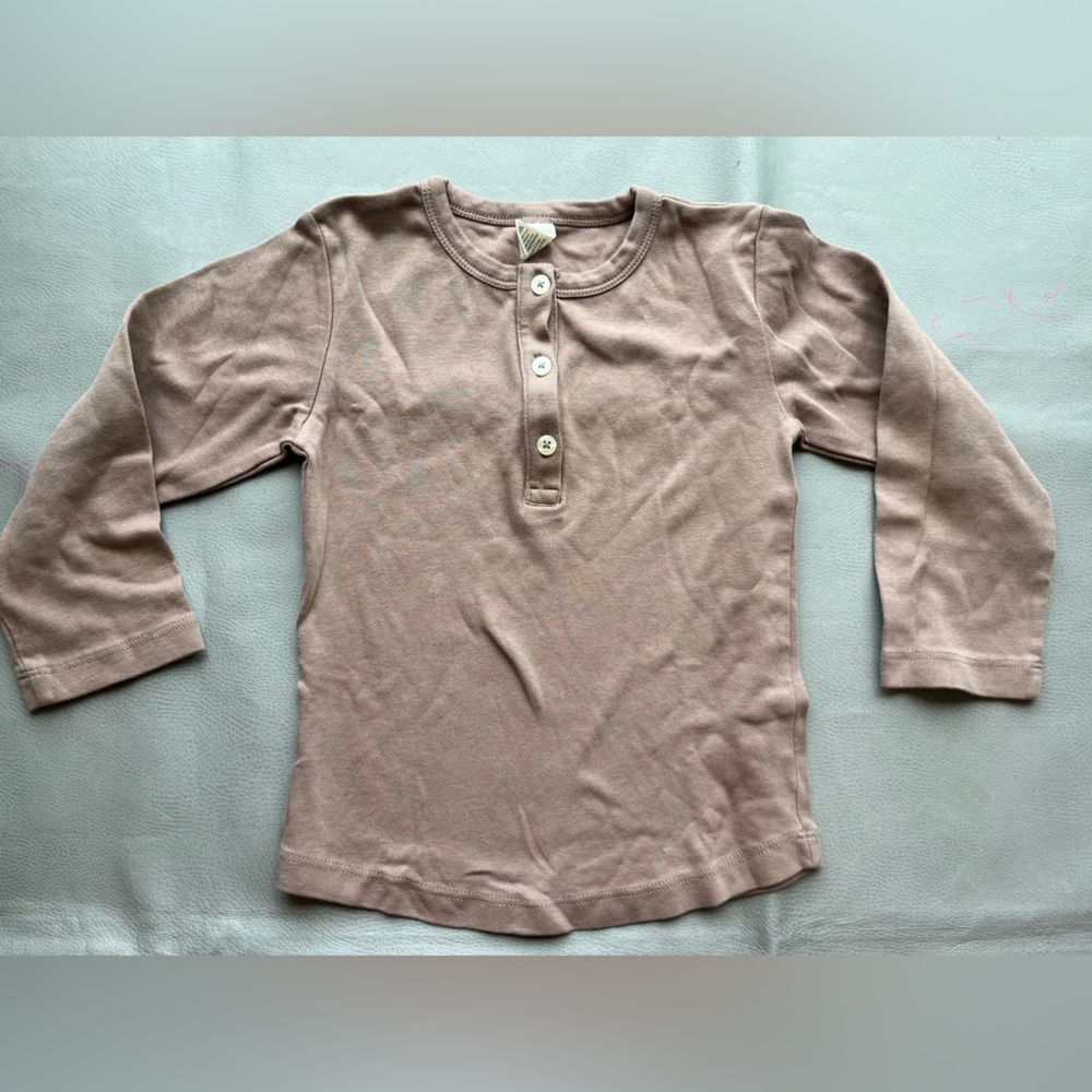 Kate Quinn 100% organic cotton dusty rose Henley